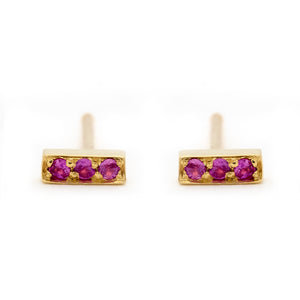 Johanna Brierley Jewellery Design.  14k yellow gold pink sapphire earrings. Shop online.