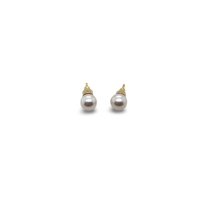 Johanna Brierley Jewellery Design.  14k yellow gold white akoya pearl earrings. Shop online.