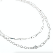Johanna Brierley Patchwork Necklace in sterling silver layered chain design