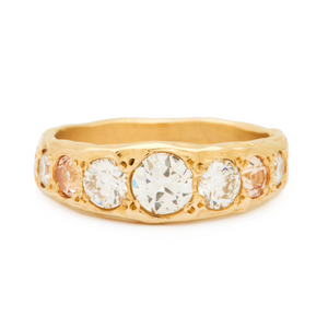 Diamond and Blush tapered Fairmined gold ring. Johanna Brierley Jewellery Design. Shop online.