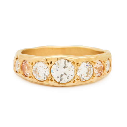 Diamond and Blush tapered Fairmined gold ring. Johanna Brierley Jewellery Design. Shop online.