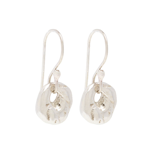 Johanna Brierley Fossil Earrings in sterling silver textured lucky stone hook earrings