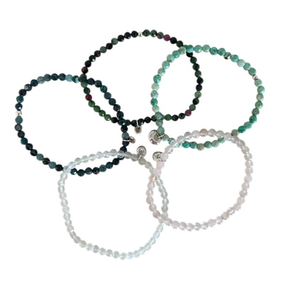 Johanna Brierley Jewellery Design. Gemstone stretchie baby stack 3. Shop online.