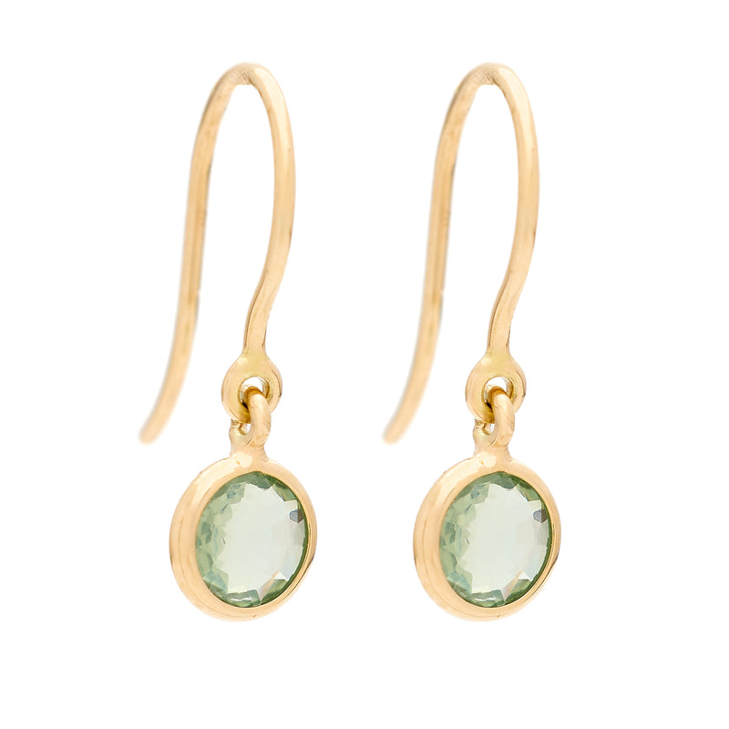 Green Round Sapphire Earrings