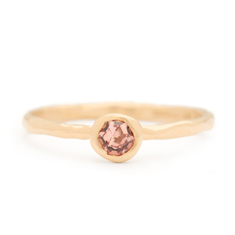 Peachy Sapphire Solitaire Ring