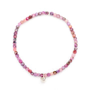 Johanna Brierley Lucky Stone Jewellery Square Faceted Stretchie Bracelet with Sterling Silver Lucky Stone