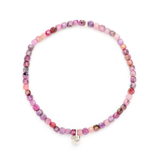 Johanna Brierley Lucky Stone Jewellery Square Faceted Stretchie Bracelet with Sterling Silver Lucky Stone