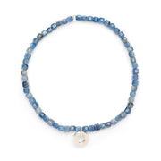 Johanna Brierley Lucky Stone Jewellery Square Faceted Stretchie Bracelet with Sterling Silver Lucky Stone