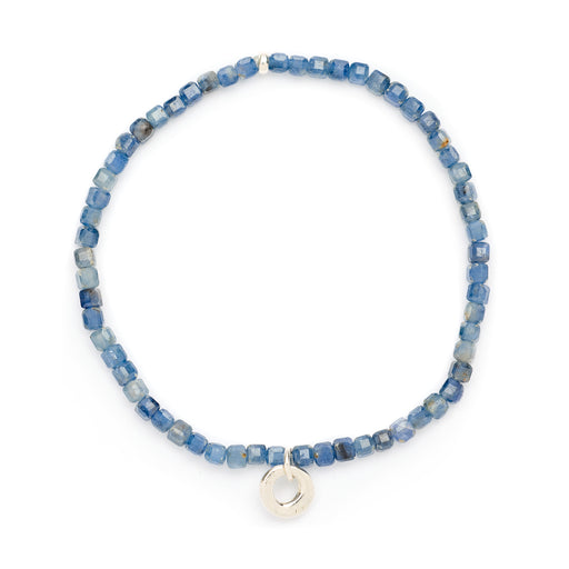 Johanna Brierley Lucky Stone Jewellery Square Faceted Stretchie Bracelet with Sterling Silver Lucky Stone