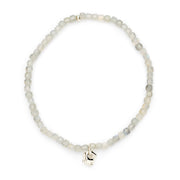 Johanna Brierley Lucky Stone Jewellery Square Faceted Stretchie Bracelet with Sterling Silver Lucky Stone