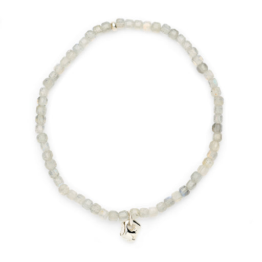 Johanna Brierley Lucky Stone Jewellery Square Faceted Stretchie Bracelet with Sterling Silver Lucky Stone