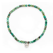 Johanna Brierley Lucky Stone Jewellery Square Faceted Stretchie Bracelet with Sterling Silver Lucky Stone