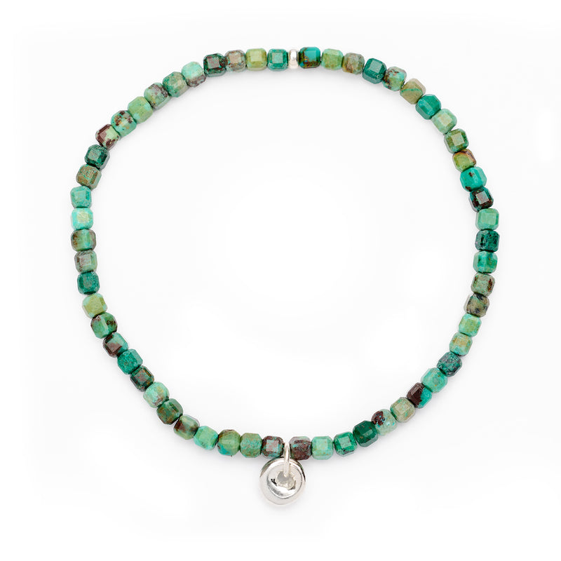 Johanna Brierley Lucky Stone Jewellery Square Faceted Stretchie Bracelet with Sterling Silver Lucky Stone