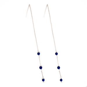 Lapis threader earrings in sterling silver. Shop online.