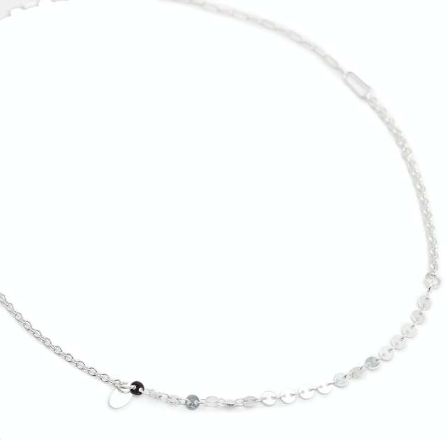 Johanna Brierley Patchwork Necklace in sterling silver layered chain design