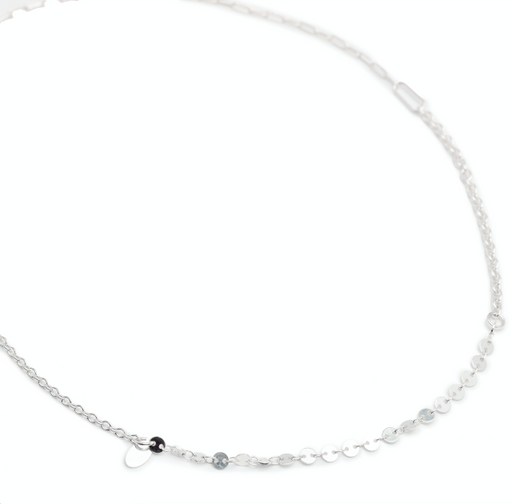 Johanna Brierley Patchwork Necklace in sterling silver layered chain design