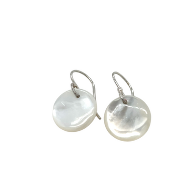 Mother of pearl earrings in sterling silver. shop online.