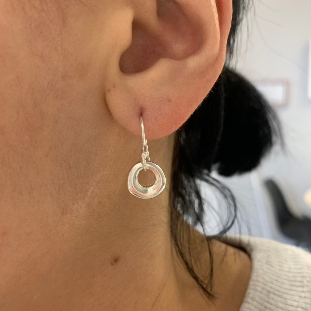 Johanna Brierley Oohlala Earrings in sterling silver open lucky stone hook earrings