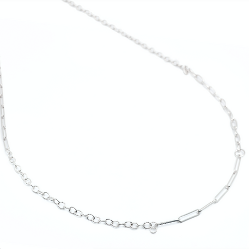 Johanna Brierley Patchwork Necklace in sterling silver layered chain design