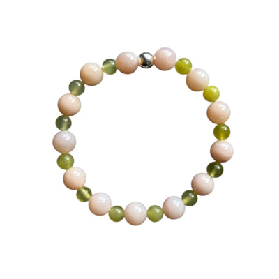 Johanna Brierley Jewellery Design. Pink Opal Olive Jade Bracelet. Shop online.