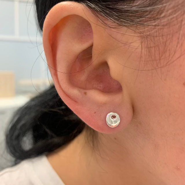 Johanna Brierley Lucky Stone Jewellery Sequin stud earrings with sterling silver lucky stones