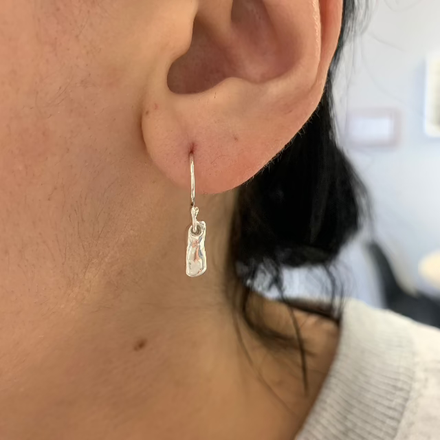 Johanna Brierley Snakey Earrings in sterling silver lucky stone hook earrings