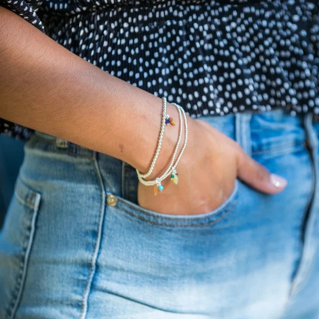 Johanna Brierley Lucky Stone Jewellery Triple Pearl Classic Stretchie Baby Bracelet