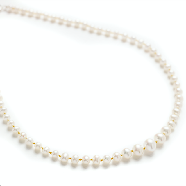 Johanna Brierley Tapered Pearl Necklace with freshwater pearls and sterling silver clasp