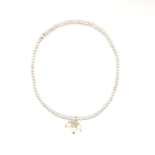 Johanna Brierley Lucky Stone Jewellery Triple Pearl Classic Stretchie Baby Bracelet