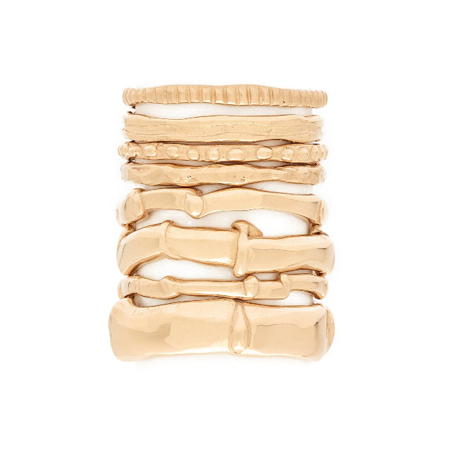 Johanna Brierley Jewellery Design stacked gold rings. Shop online.
