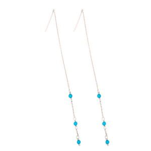 Turquoise threader earrings in sterling silver. Shop online.