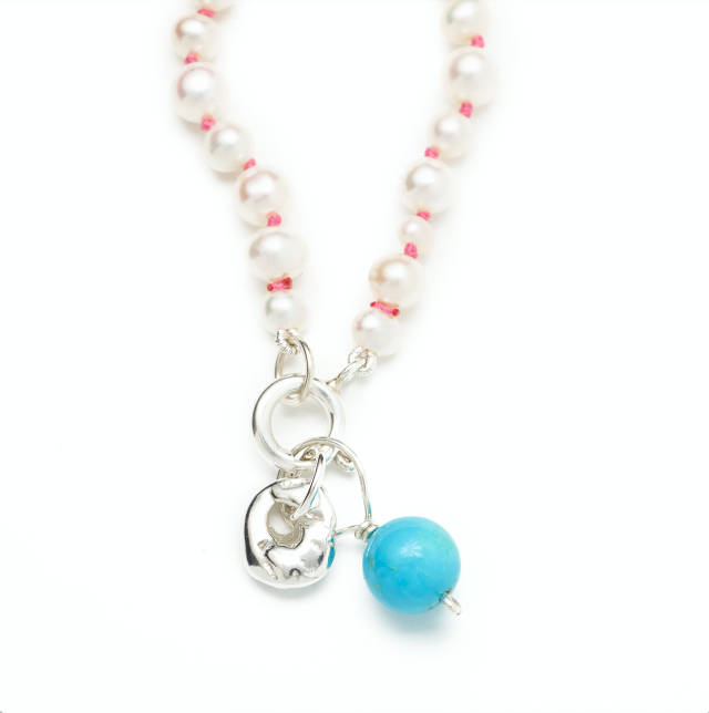 Johanna Brierley Turquoise Charm with Sleeping Beauty turquoise bead and sterling silver setting