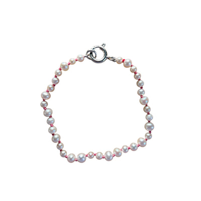 Johanna Brierley Jewellery Design. Pink pearl cord bracelet. Shop online.