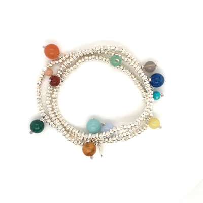3mm sterling silver beads Confetti stretchie wrap around baby bracelet. Shop online.