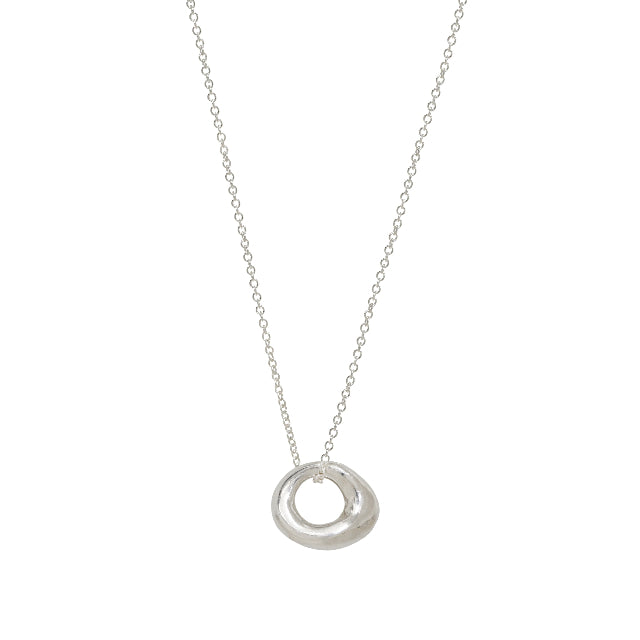 Johanna Brierley Lucky Stone Jewellery Skinny Necklace with organic circular sterling silver stone
