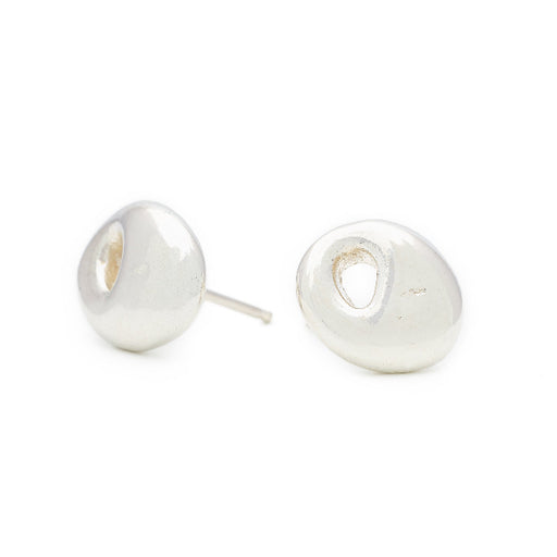 Johanna Brierley Lucky Stone Jewellery Pebble stud earrings with sterling silver lucky stones