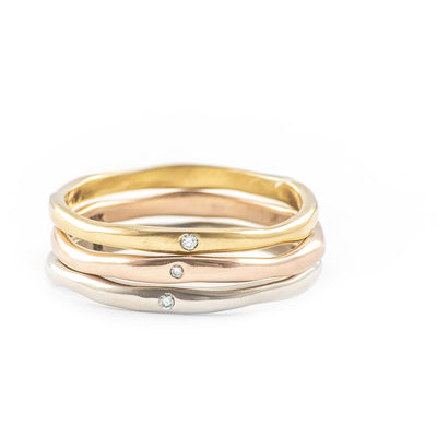 Thinnest Melt Gold Band with Diamond - Johanna Brierley Jewellery Design