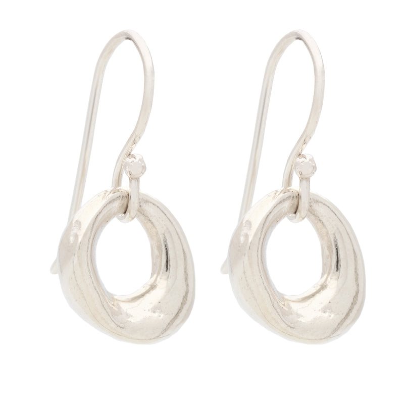 Johanna Brierley Lucky Stone Jewellery Skinny Earrings with organic circular sterling silver stones