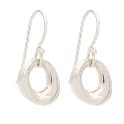 Johanna Brierley Lucky Stone Jewellery Skinny Earrings with organic circular sterling silver stones