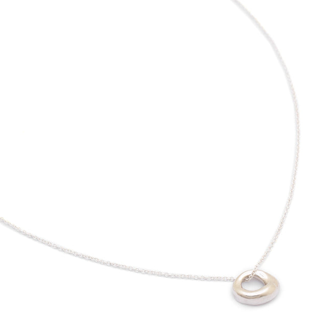 Johanna Brierley Lucky Stone Jewellery Skinny Necklace with organic circular sterling silver stone