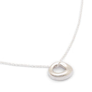 Johanna Brierley Lucky Stone Jewellery Skinny Necklace with organic circular sterling silver stone