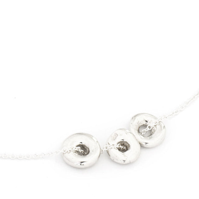 Johanna Brierley Lucky Stone Jewellery Three Babies Necklace with three sterling silver stones